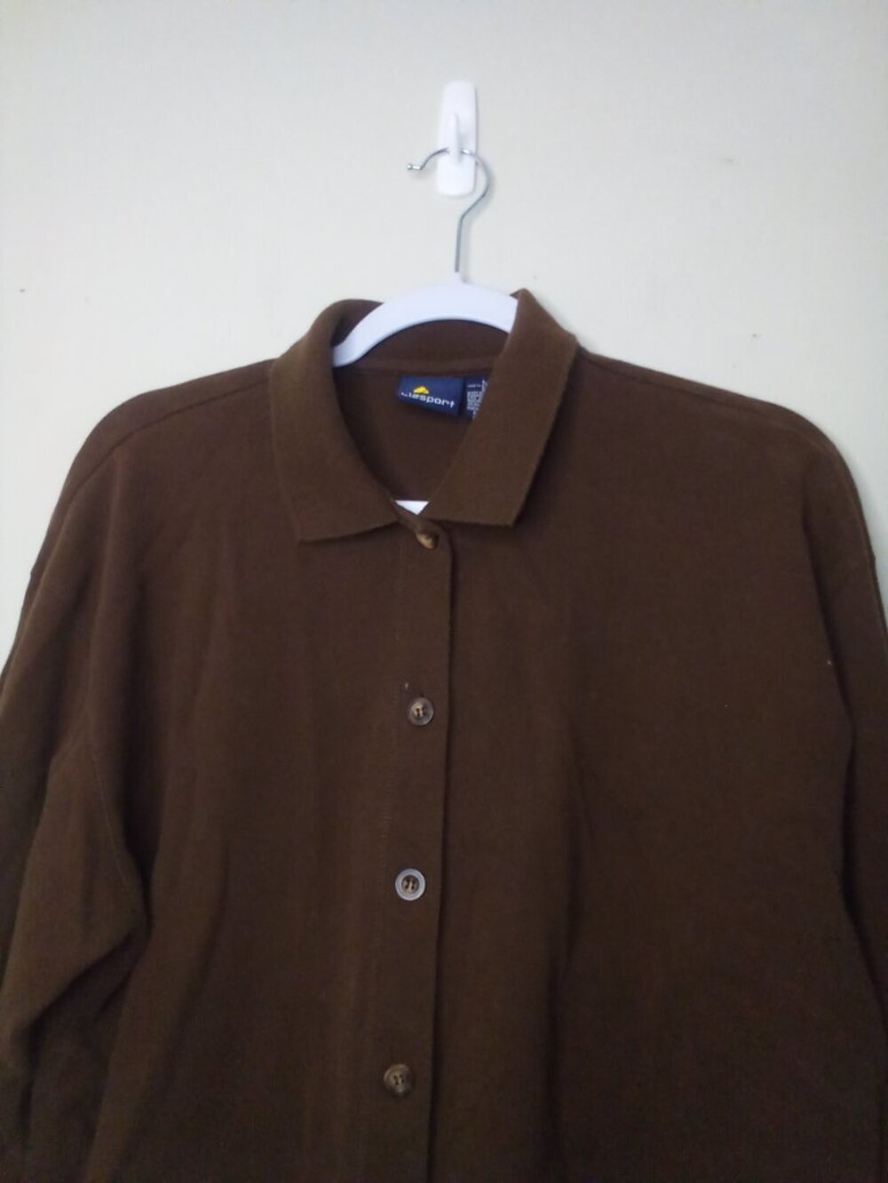 Liz Sport Shirt Women L Button Up Polo Soft Brown - Picture 8 of 14